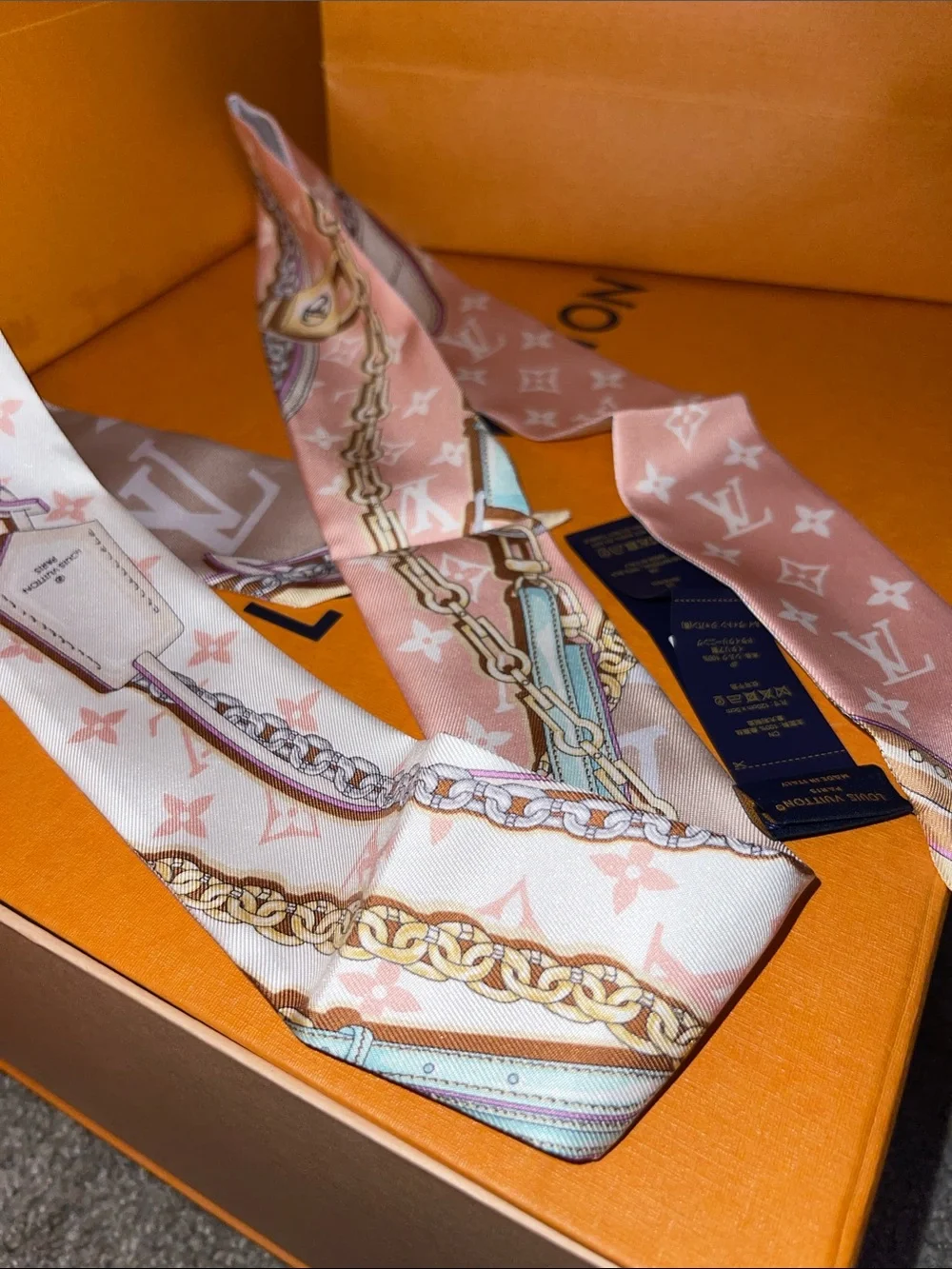 Louis Vuitton Pink and Pastel Twilly Scarf - Luxury Women’s Accessory